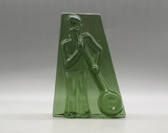 Vintage Lindshammar Glasbruk Sweden Green Glass Figurine / Paperweight, Designed by Christer Sjögren | Vintage Swedish Glasswork