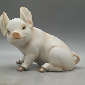 Vintage Bisque Porcelain Pig Figurine
