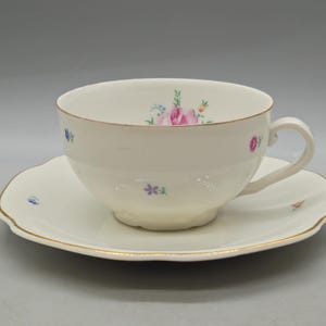 1920s Haas & Cžjžek Czechoslovakia Porcelain Teacup and Saucer Plate, Duo Tea Set | Vintage Czech Porcelain