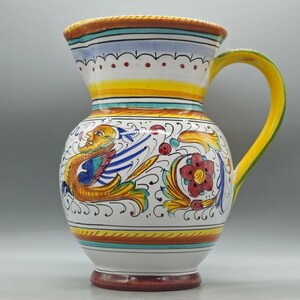 Jarrón/canasta de cerámica vintage "Raffaellesco" de Deruta, Italia / Cerámica italiana vintage