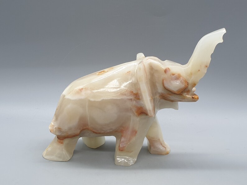 Vintage White Onyx Marble Elephant Figurine Etsy