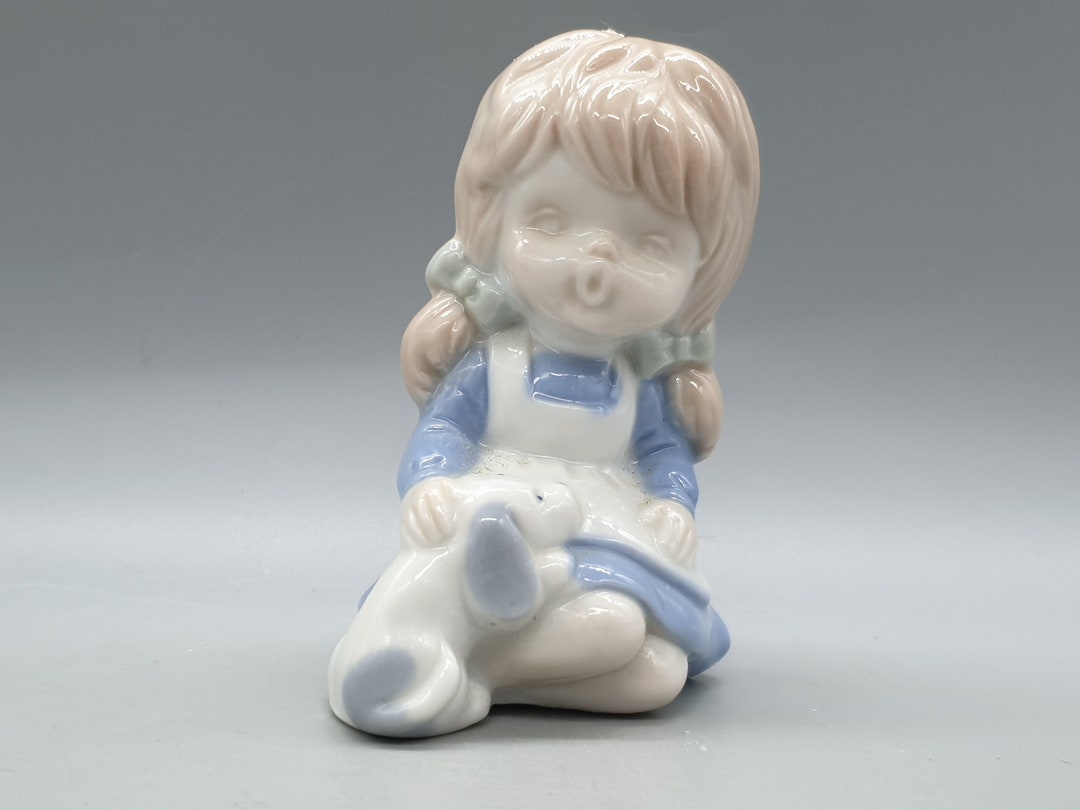 少女と犬の陶器置物 子犬を抱いた少女のヴィンテージ日本製磁器置物 - Etsy 日本