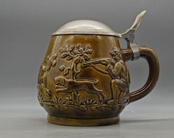 Jarra de cerveza de cerámica vintage de Simon Peter Gerz, Alemania.