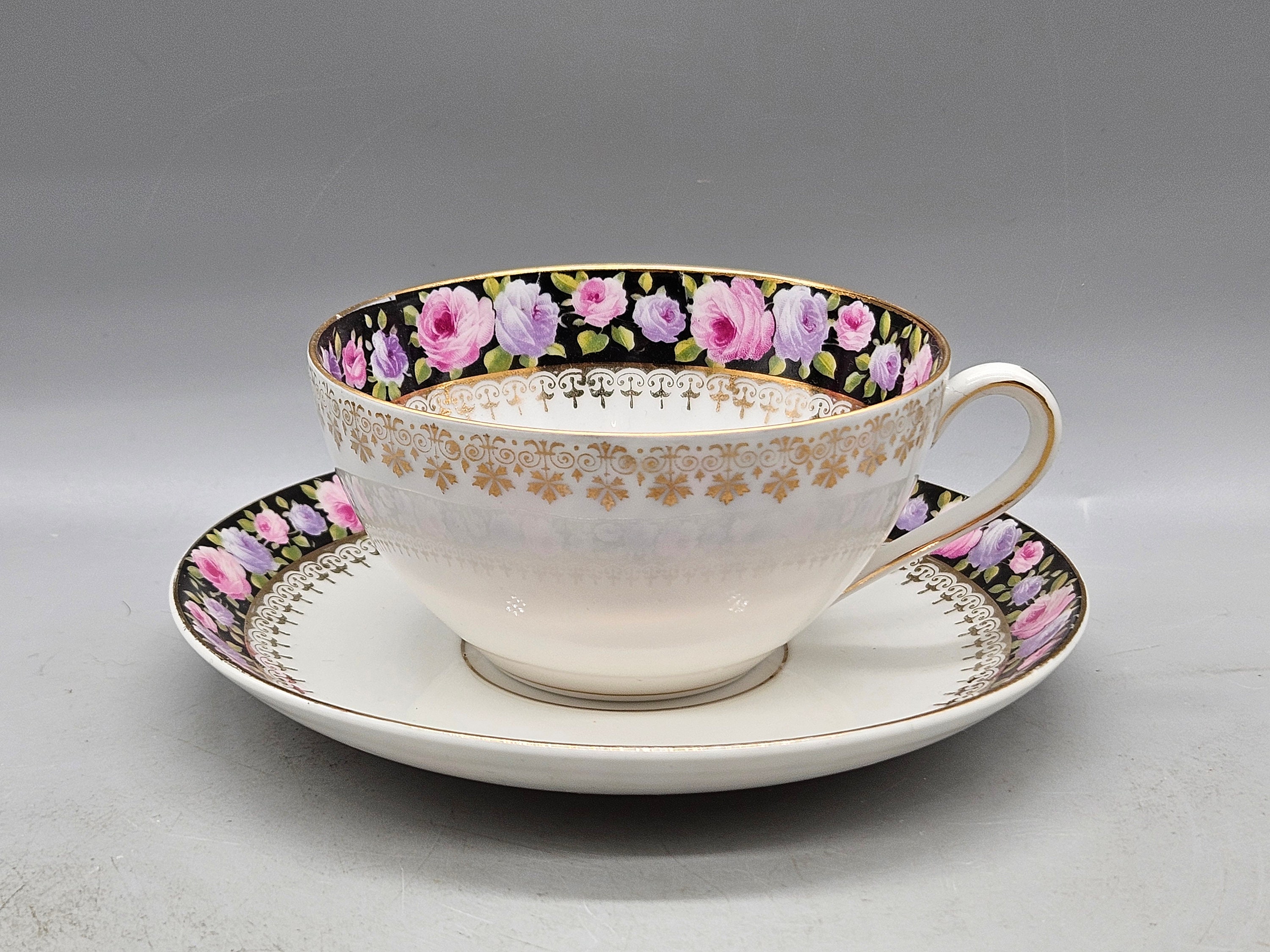 1900s KPM Krister Porzellan-Manufaktur Germany Porcelain Teacup & Saucer Plate, Duo Tea Set | Vintage German Porcelain