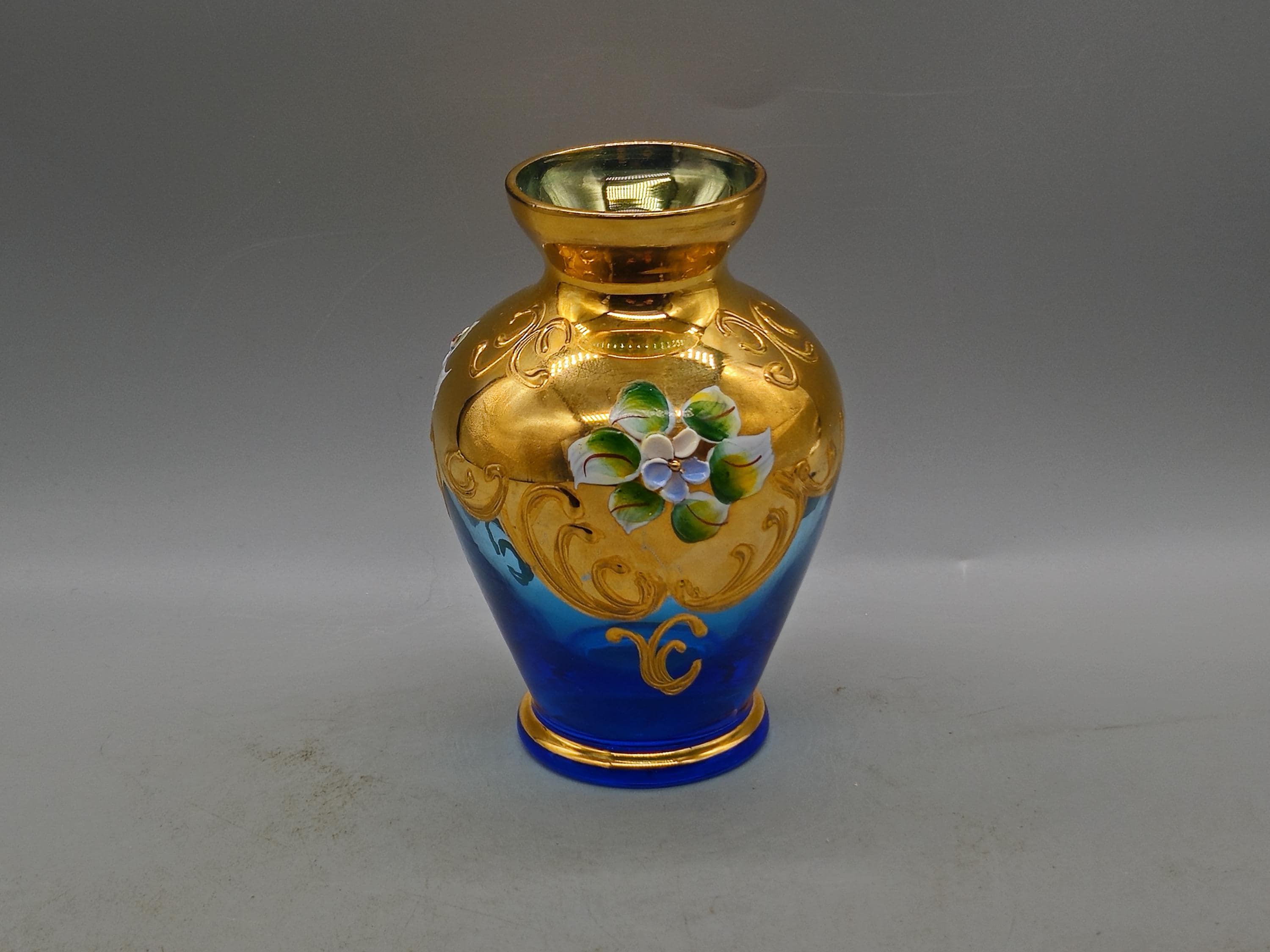 工芸品 Murano Glass Vase (Blue & Yellow) 工芸品 Murano Glass Vase (Blue & Yellow) 工芸品 Murano Glass Vase