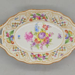 Bol de porcelana Schumann Arzberg Bavaria "Flores de la Emperatriz de Dresde" de la década de 1940 / Cerámica alemana vintage