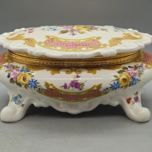 Vintage Ceramiche Alfa Italy Porcelain Box / Container With Floral & Gold Decorations | Vintage Italian Porcelain