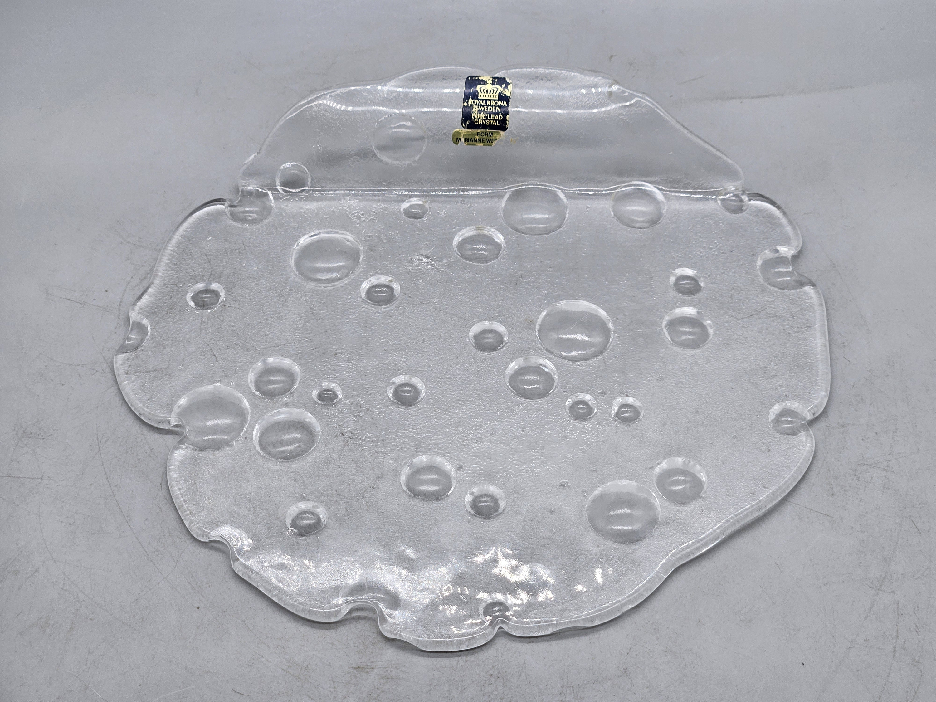 Vintage Royal Krona Sweden "Marianne Westman" Crystal Glass Platter | Full Lead Crystal | Vintage Swedish Glasswork