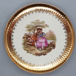 1960s Thomas Bavaria Dessert Plate With Gold Decorations & Motif By Gloria Porzellan | Vintage German Porcelain