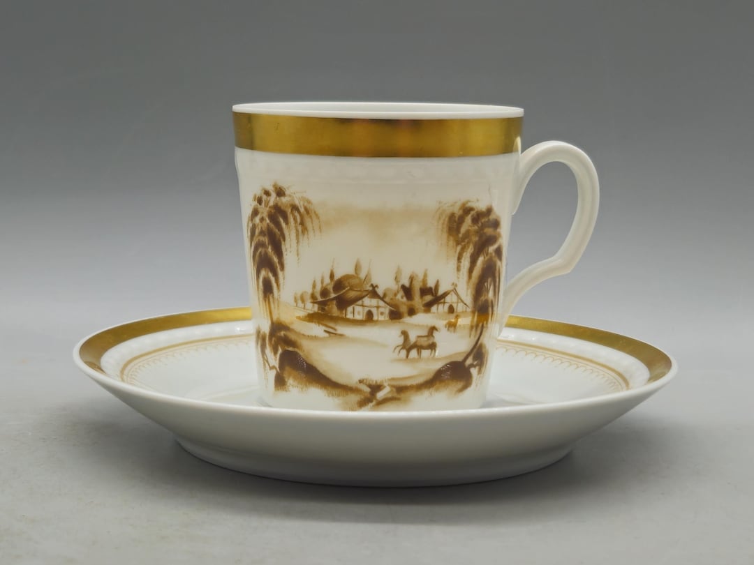 1980s Fürstenberg Germany Porcelain Espresso Coffee Cup & Saucer