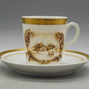 1980s Fürstenberg Germany Porcelain Espresso Coffee Cup & Saucer Plate, Duo Coffee Set | Vintage German Porcelain
