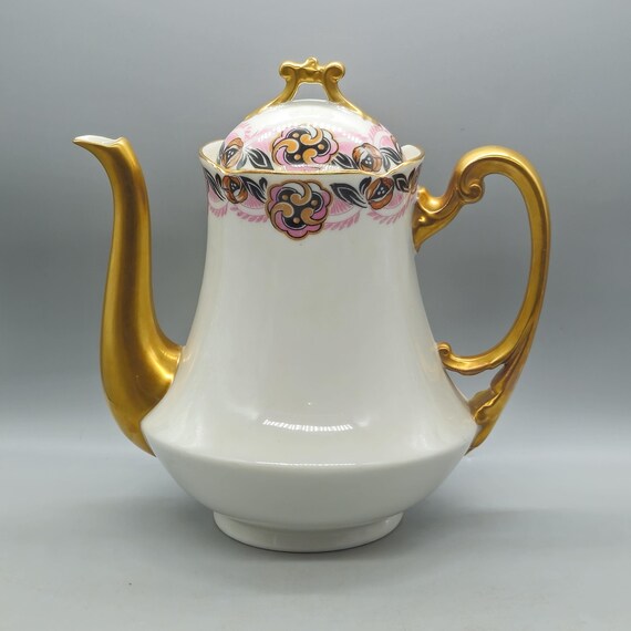 1920s André François Limoges France Porcelain Coffee Pot / Teapot