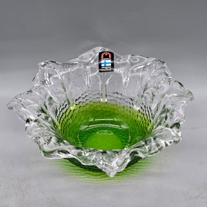 Bol vintage en verre Humppila Finland, par Pertti Santalahti | Verre scandinave vintage