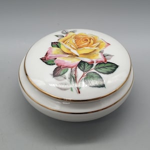 Vintage Royal Bavaria Germany Porcelain Container / Box With Floral & Gold Decorations | Vintage German Porcelain