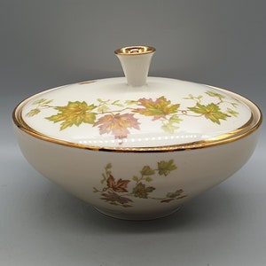 1960s Zeh, Scherzer Bavaria Dish With Lid & Gold, Floral Decorations | Vintage West German Porcelain