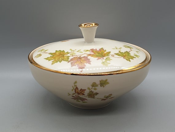 1960s Zeh, Scherzer Bavaria Dish With Lid & Gold, Floral