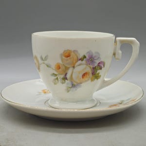 1920s Moritz Zdekauer Altrohlau Czechoslovakia Porcelain Teacup & Saucer Plate, Duo Tea Set | Vintage Czech Porcelain
