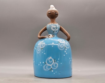 Vintage Scandinavian Bell Shaped Ceramic Figurine of a Woman | Vintage Scandinavian Pottery