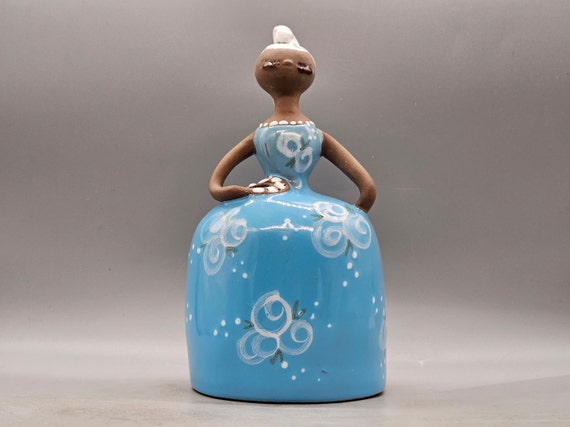 Vintage Scandinavian Bell Shaped Ceramic Figurine of a Woman