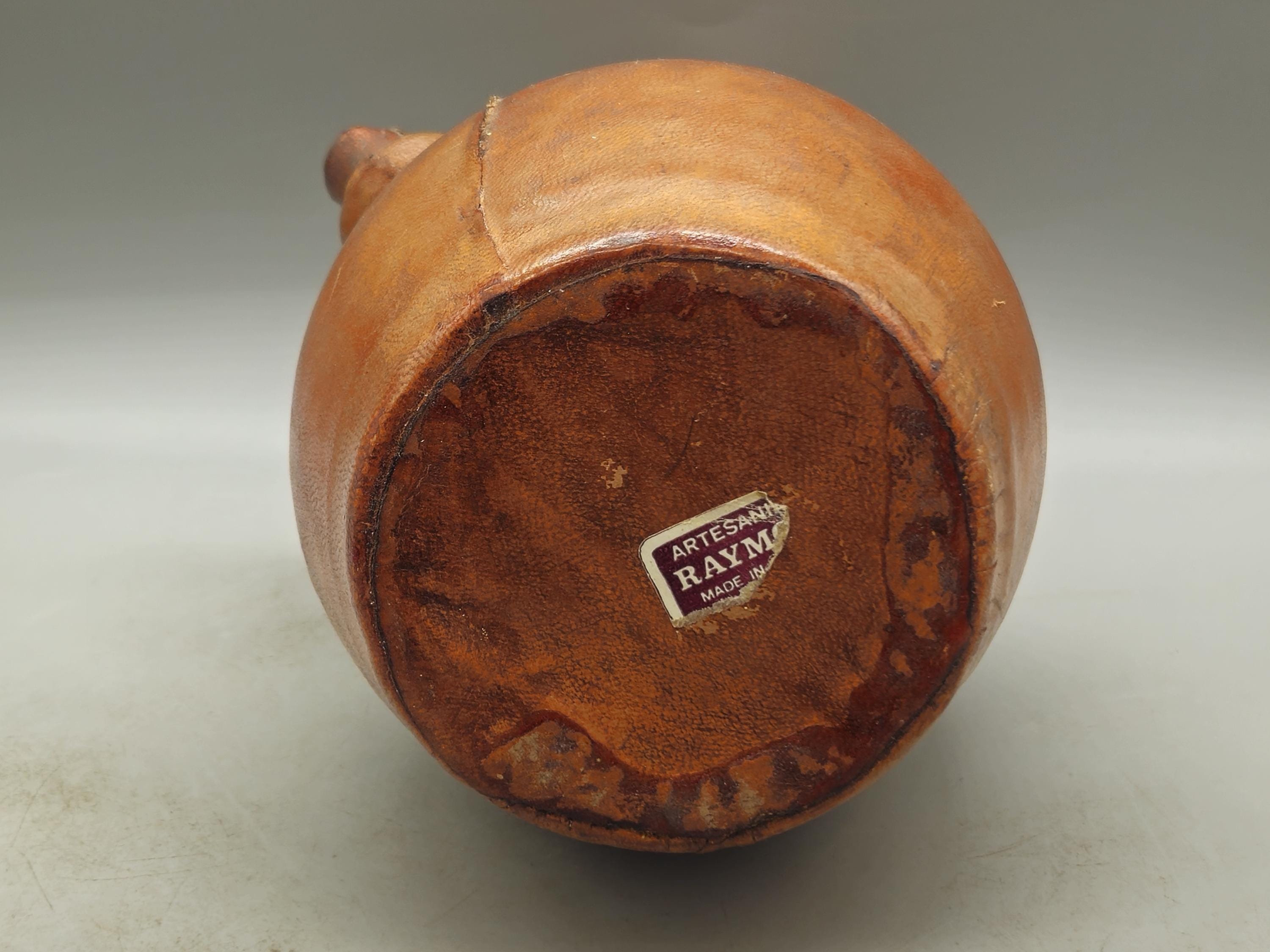 ヴィンテージ テラコッタ Cerámica Cuéllarスペイン陶器 Vintage Spanish Terracotta Leather Wrapped Gargoulette