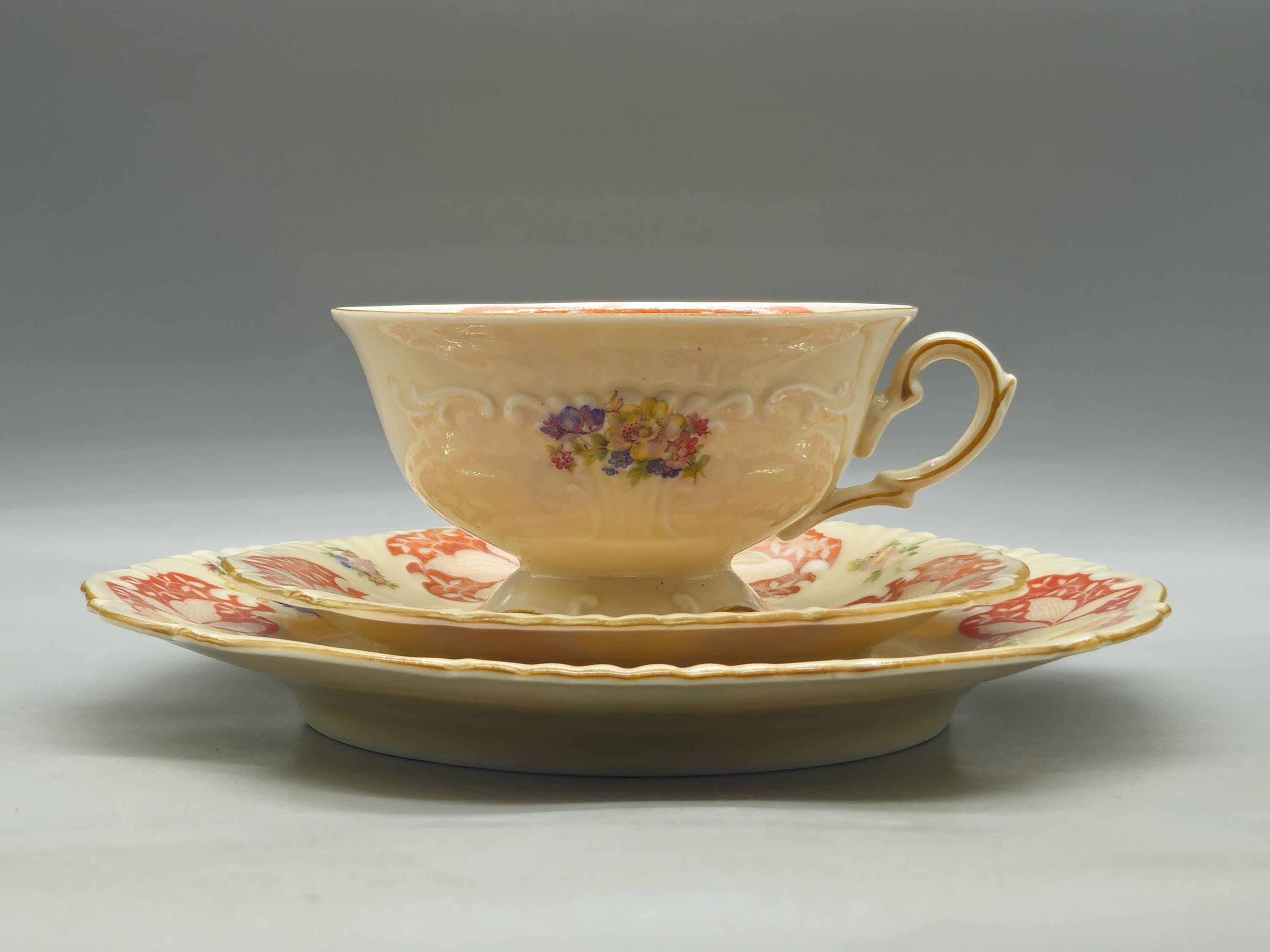 1950s Schwarzenhammer Bavaria Porcelain Teacup, Saucer and Dessert