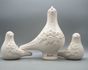1960s Set of 3 DECO Helsingborg Bird Figurines, Designed By Rosa Ljung | No. 819 / 2 | Vintage Swedish Ceramics