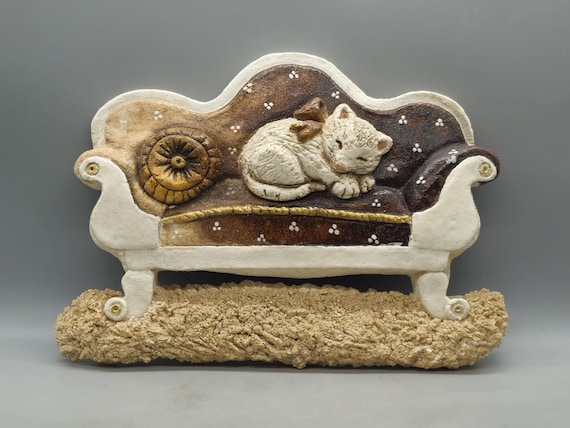 Vintage Terra-studio Hamburg Germany Ceramic Cat Sleeping on a