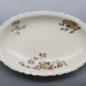 1920s Puls Czechoslovakia Oval Bowl / Platter With Floral Decorations | Vintage Czech Porcelain