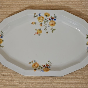 1920s Adolf Laufer Trnovany Czechoslovakia Large Porcelain Platter / Tray / Oval Plate with Floral Decorations | Vintage Czech Porcelain