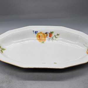 1920s Adolf Laufer Trnovany Czechoslovakia Porcelain Oval Bowl / Deep Plate with Floral Decorations | Vintage Czech Porcelain