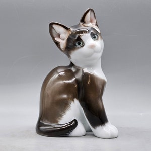 1950 年代のローゼンタール ドイツ製磁器製白黒猫の置物 