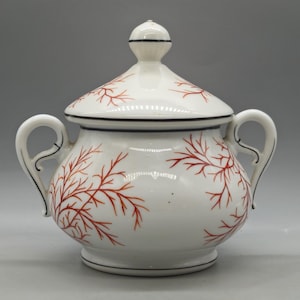 Sucrier vintage en porcelaine avec décorations peintes à la main