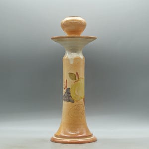 Vintage Provence France Ceramic Candlestick Holder With Hand-Painted Decorations | Vintage French Pottery