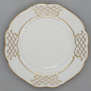 1920s Haas & Cžjžek Dessert Plate With Gold Decorations | Vintage Czech Porcelain
