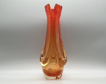 Vintage Amber Murano Glass Vase