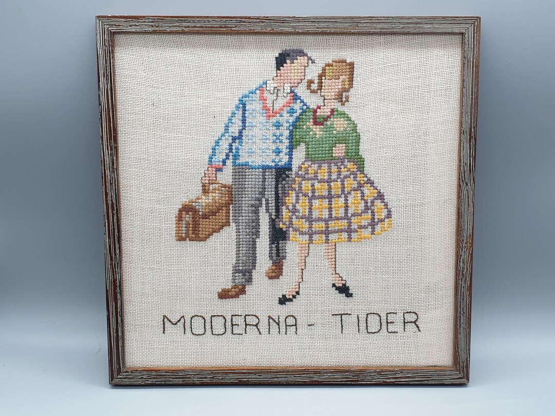 Vintage Embroidered Wall Decor Cross Stitched Wall Hanging of Etsy