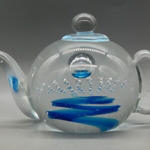 Vintage Paperweight Glass Teapot Figurine / Sculpture With a Bubble Pattern