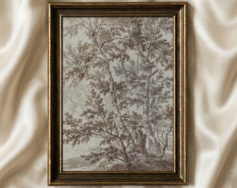 Vintage Tree Drawing Print: Antique Sketch Printable Wall Art - Farmhouse Decor (Digital Download)