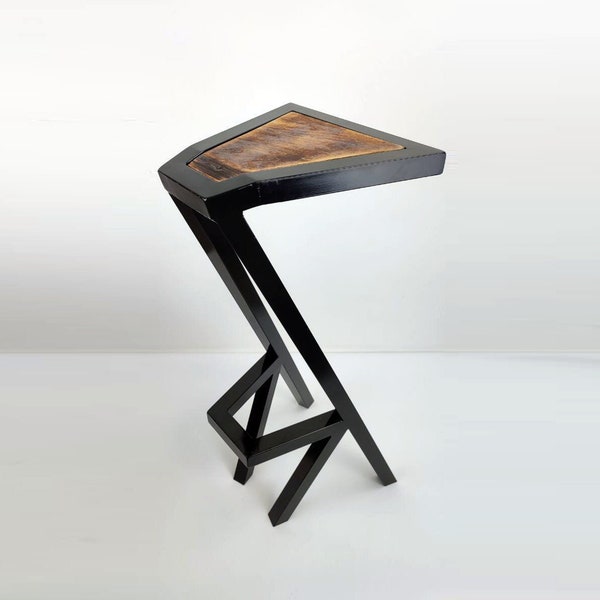 Tabouret de bar en métal et bois fait main pour cuisine industrielle moderne