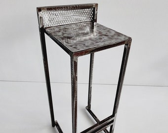 Handmade metal and wood bar stool for modern industrial kitchen