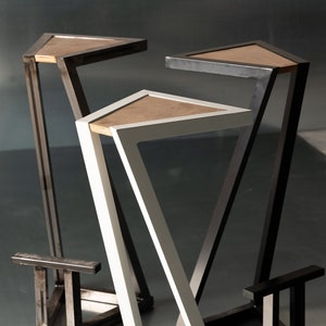 Handmade metal and wood bar stool for modern industrial kitchen