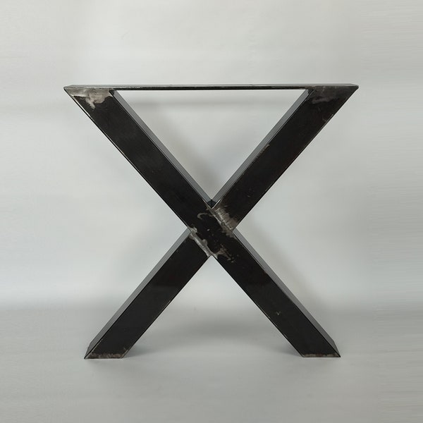 Metal dining table legs. Heavy Duty Steel Table Legs, Bench Legs, Iron Desk Legs. Industrial, shape X.