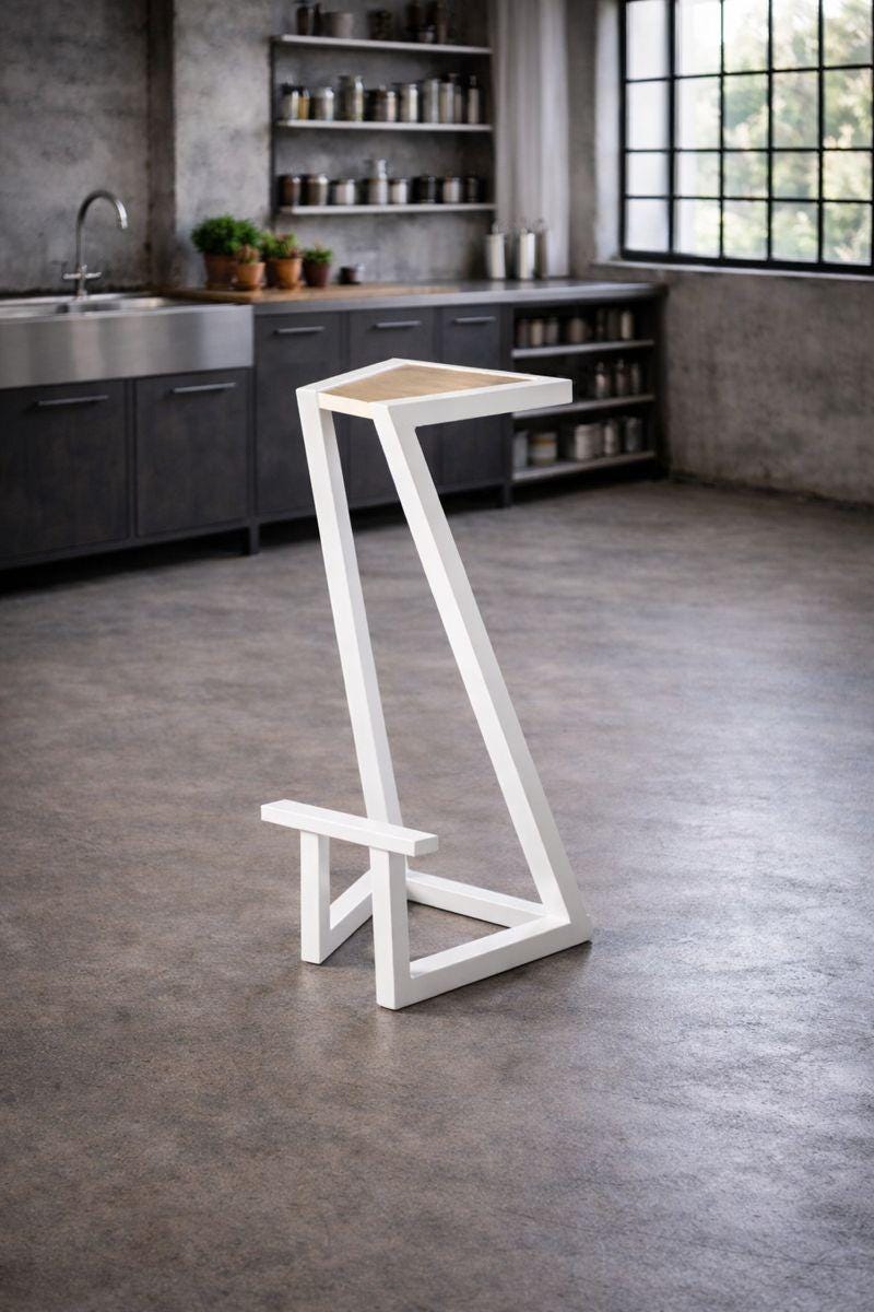 Tabouret De Peintre Vintage Bois Foncé – Années 50 – Déco Intérieure Industrielle