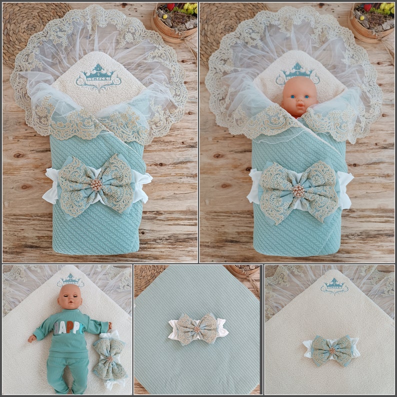 Newborn Baby Swaddle With Embroidered Baby Girl or Boy Swaddle Blanket