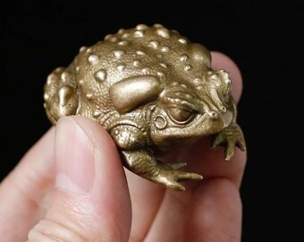 Handmade Brass Tea Pet Toad Sculpture/Home Desktop Art Decoration Y002