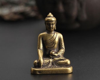 Mini poche statue de bouddha népalaise en laiton faite main offrande religieuse statue de bouddha de bureau art ornement