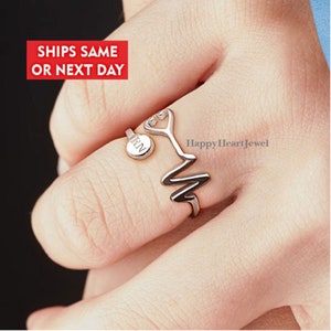 Stethoscope Nurse Ring, Unique doctor ring, adjustable ring, Dainty unisex ring, Tiny Stethoscope Ring, Mini name ring, valentine day gift