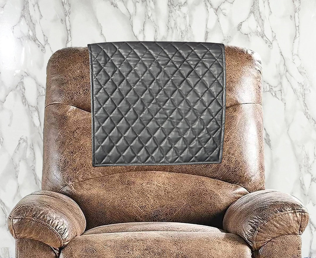 Genuine Leather Quilted Recliner Chair Headrest Cover, Furniture