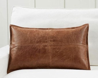 Genuine Lambskin Leather Decorative, Throw Pillow Covers for Bedroom, Livingroom, Couch, Sofa & Bed Brown Crunch