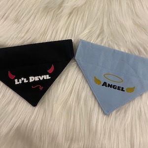 Dwustronna bandana dla fretek, kotów i psów/bandana Little Devil lub Angel